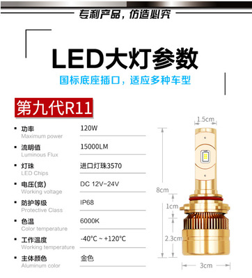 汽车LED大灯H7H119005改装H4远近光一体超亮聚光透镜汽车强光灯泡